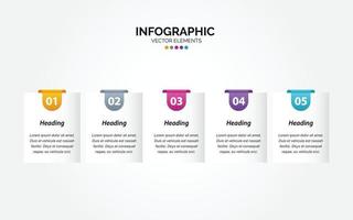 Professional 5 options Horizontal Infographic with icon 5 options processes vector