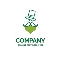 moustache. Hipster. movember. Santa Clause. Hat Flat Business Logo template. Creative Green Brand Name Design. vector