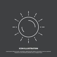 sol. clima. puesta de sol. amanecer. icono de verano. símbolo de vector de línea para ui y ux. sitio web o aplicación móvil