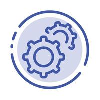 Gear Gears Setting Blue Dotted Line Line Icon vector