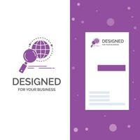 Business Logo for global. globe. magnifier. research. world. Vertical Purple Business .Visiting Card template. Creative background vector illustration