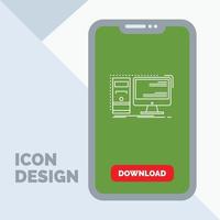 Computer. desktop. hardware. workstation. System Line Icon in Mobile for Download Page vector