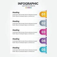 plantilla de diseño infográfico vertical empresarial con iconos y 5 cinco opciones o pasos. vector