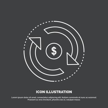 circulación. Finanzas. caudal. mercado. icono de dinero símbolo de vector de línea para ui y ux. sitio web o aplicación móvil