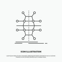 distribución. cuadrícula. infraestructura. la red. icono inteligente. símbolo gris vectorial de línea para ui y ux. sitio web o aplicación móvil vector