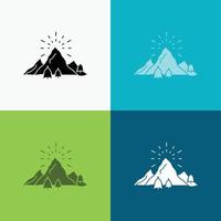 hill. landscape. nature. mountain. fireworks Icon Over Various Background. glyph style design. designed for web and app. Eps 10 vector illustration