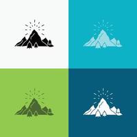 Cerro. paisaje. naturaleza. montaña. icono de fuegos artificiales sobre varios antecedentes. diseño de estilo de glifo. diseñado para web y aplicación. eps 10 ilustración vectorial vector