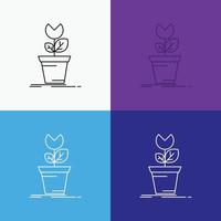 adventure. game. mario. obstacle. plant Icon Over Various Background. Line style design. designed for web and app. Eps 10 vector illustration