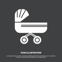 trolly. baby. kids. push. stroller Icon. glyph vector symbol for UI and UX. website or mobile application