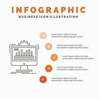 dashboard. admin. monitor. monitoring. processing Infographics Template for Website and Presentation. Line Gray icon with Orange infographic style vector illustration