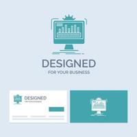 dashboard. admin. monitor. monitoring. processing Business Logo Glyph Icon Symbol for your business. Turquoise Business Cards with Brand logo template. vector