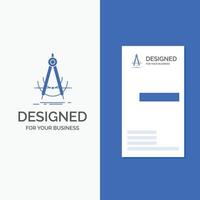 Business Logo for Precision. accure. geometry. compass. measurement. Vertical Blue Business .Visiting Card template. vector