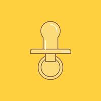 nipple. baby. dummy. pacifier. kids Flat Line Filled Icon. Beautiful Logo button over yellow background for UI and UX. website or mobile application vector