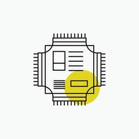 Chip. cpu. microchip. processor. technology Line Icon vector