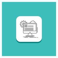 Round Button for Account. profile. report. edit. Update Line icon Turquoise Background vector