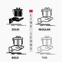 gift. surprise. solution. idea. birthday Icon in Thin. Regular. Bold Line and Glyph Style. Vector illustration