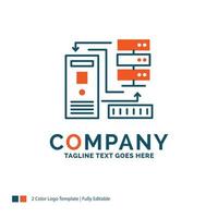 Combination. data. database. electronic. information Logo Design. Blue and Orange Brand Name Design. Place for Tagline. Business Logo template. vector