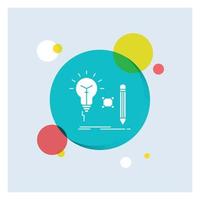 Idea. insight. key. lamp. lightbulb White Glyph Icon colorful Circle Background vector