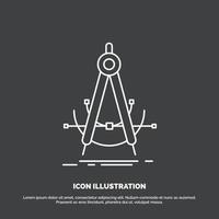 Precision. accure. geometry. compass. measurement Icon. Line vector symbol for UI and UX. website or mobile application