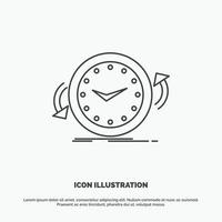 respaldo. reloj. agujas del reloj. encimera. icono de tiempo símbolo gris vectorial de línea para ui y ux. sitio web o aplicación móvil vector