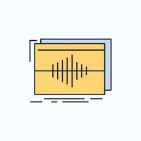 Audio. frequency. hertz. sequence. wave Flat Icon. green and Yellow sign and symbols for website and Mobile appliation. vector illustration