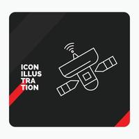 Red and Black Creative presentation Background for satellite. antenna. radar. space. Signal Line Icon vector