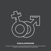 Gender. Venus. Mars. Male. Female Icon. Line vector symbol for UI and UX. website or mobile application