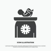 peso. bebé. recién nacido escamas. icono de niño. símbolo gris vectorial de glifo para ui y ux. sitio web o aplicación móvil vector