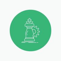 strategy. chess. horse. knight. success White Line Icon in Circle background. vector icon illustration