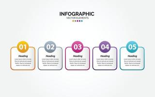 diseño de línea delgada de infografía horizontal vectorial con iconos y 5 opciones o pasos. infografía horizontal para el concepto de negocio. se puede utilizar para banner de presentaciones. diseño de flujo de trabajo vector