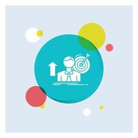 success. user. target. achieve. Growth White Glyph Icon colorful Circle Background vector