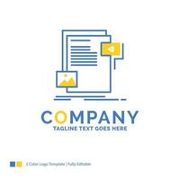 data. document. file. media. website Blue Yellow Business Logo template. Creative Design Template Place for Tagline. vector