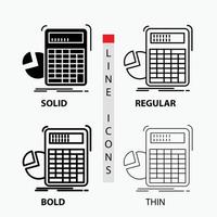 calculator. calculation. math. progress. graph Icon in Thin. Regular. Bold Line and Glyph Style. Vector illustration