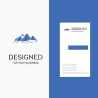 Business Logo for hill. landscape. nature. mountain. sun. Vertical Blue Business .Visiting Card template. vector