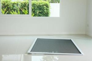 Mosquito net window on the floor photo