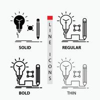 Idea. insight. key. lamp. lightbulb Icon in Thin. Regular. Bold Line and Glyph Style. Vector illustration