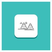 Round Button for forest. camping. jungle. tree. pines Line icon Turquoise Background vector