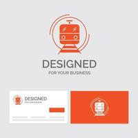 plantilla de logotipo empresarial para metro. tren. inteligente. público. transporte. tarjetas de visita naranjas con plantilla de logotipo de marca. vector