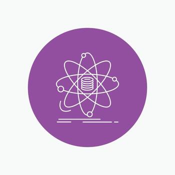 Analysis. data. information. research. science White Line Icon in Circle background. vector icon illustration