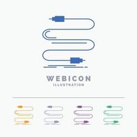 audio. cable. cord. sound. wire 5 Color Glyph Web Icon Template isolated on white. Vector illustration