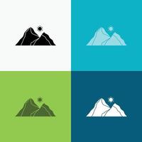 Cerro. paisaje. naturaleza. montaña. icono de escena sobre varios antecedentes. diseño de estilo de glifo. diseñado para web y aplicación. eps 10 ilustración vectorial vector