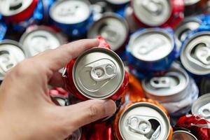 recycle aluminum metal crushed can waste background photo