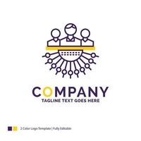 Company Name Logo Design For Allocation. group. human. management. outsource. Purple and yellow Brand Name Design with place for Tagline. Creative Logo template for Small and Large Business. vector