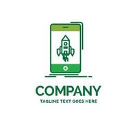 game. gaming. start. mobile. phone Flat Business Logo template. Creative Green Brand Name Design. vector