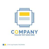 Processor. Hardware. Computer. PC. Technology Blue Yellow Business Logo template. Creative Design Template Place for Tagline. vector