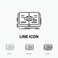 knowledge. book. eye. view. growth Icon in Thin. Regular and Bold Line Style. Vector illustration