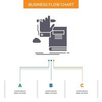 education. knowledge. learning. progress. growth Business Flow Chart Design with 3 Steps. Glyph Icon For Presentation Background Template Place for text. vector