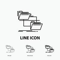 folder. file. management. move. copy Icon in Thin. Regular and Bold Line Style. Vector illustration