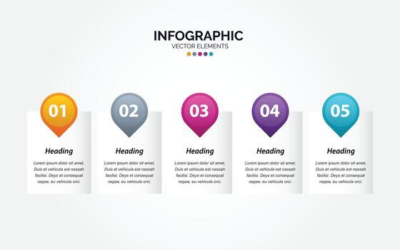 Presentation business Horizontal Infographic template with 5 options vector