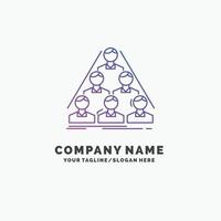 team. build. structure. business. meeting Purple Business Logo Template. Place for Tagline vector